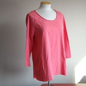 3/$15 Caffe Marrakech swing top flowy pink coral shirt L euc